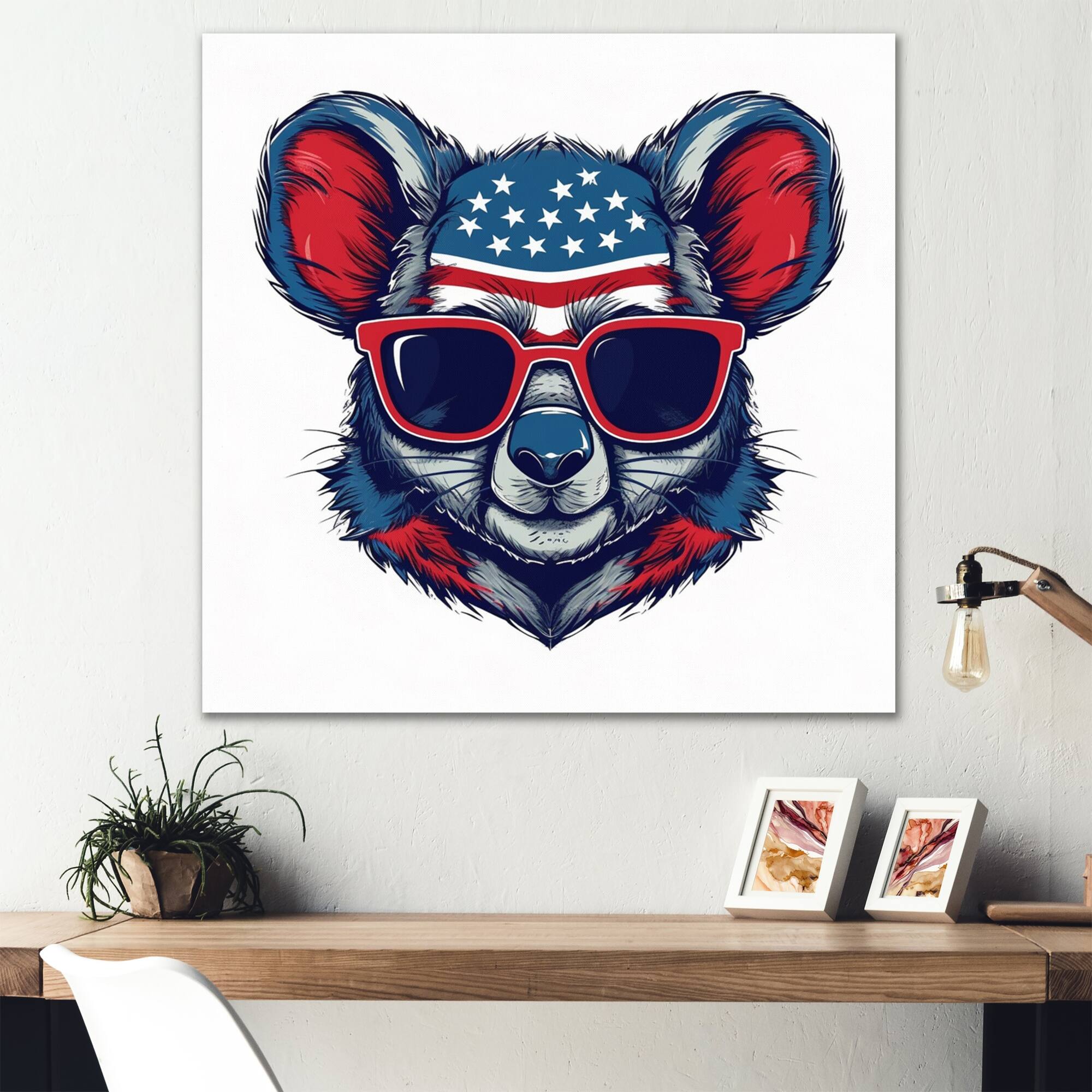 Designart "Blue Red Koala Wearing Sunglesses" Animals Koala Metal Wall